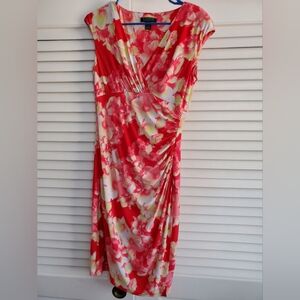 Lauren Ralph Lauren coral and yellow Floral Dress size 6